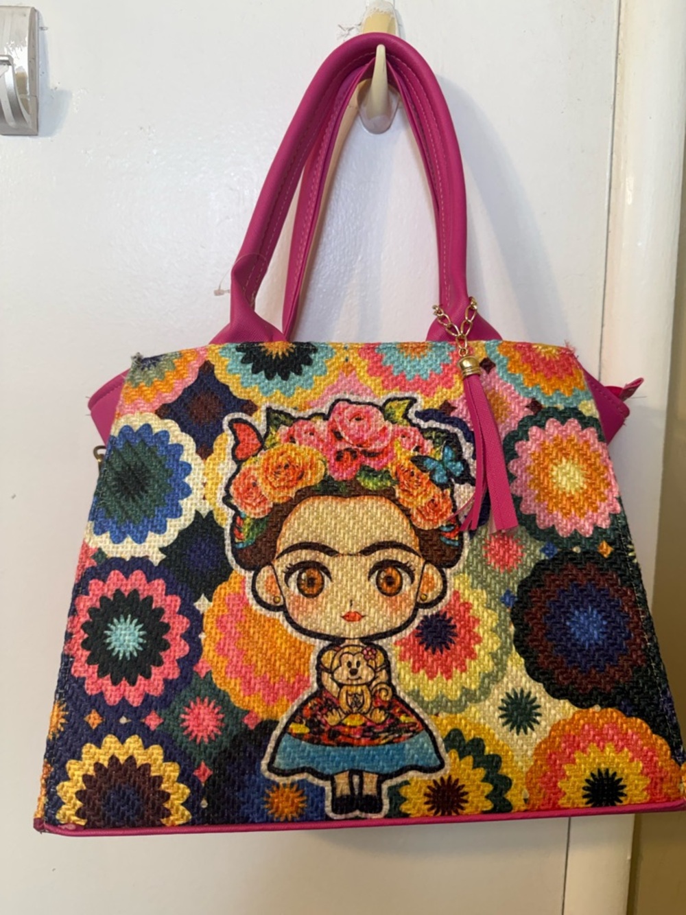 Frida Kahlo Tote Bag with Colorful Motif